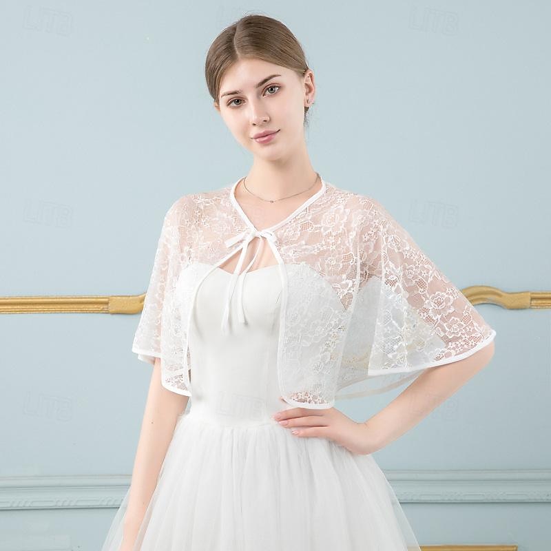 Sjalar Sjalar till damer Bolero Elegant Brudkläder Halvlång ärm Polyester Brudsjalar Med Ren Färg Till Fest Vår & sommar 2025 - $20.99 –P2