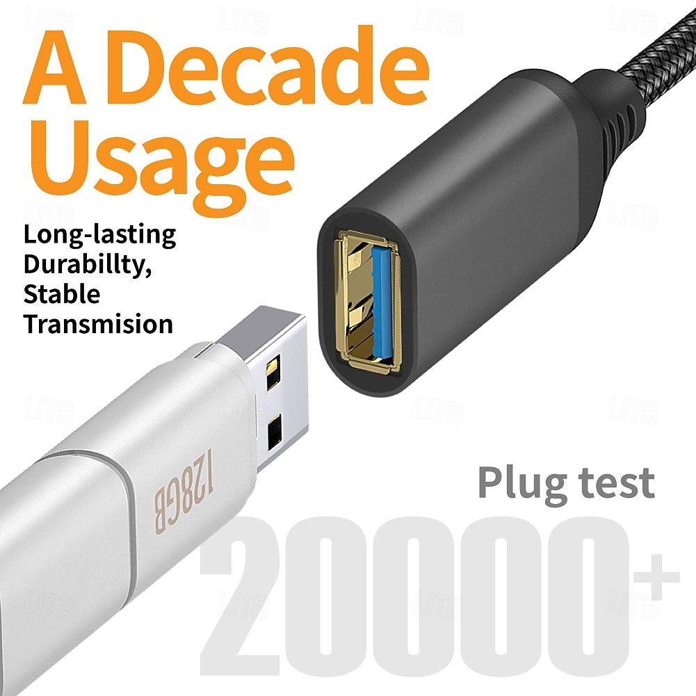 2025年 ナイロン編組 USB 3.0 オス - メス 高速伝送データ ケーブル コンピューター ハード ドライブ カメラ プリンター 延長ケーブル  コレクション – $15.99 –P7