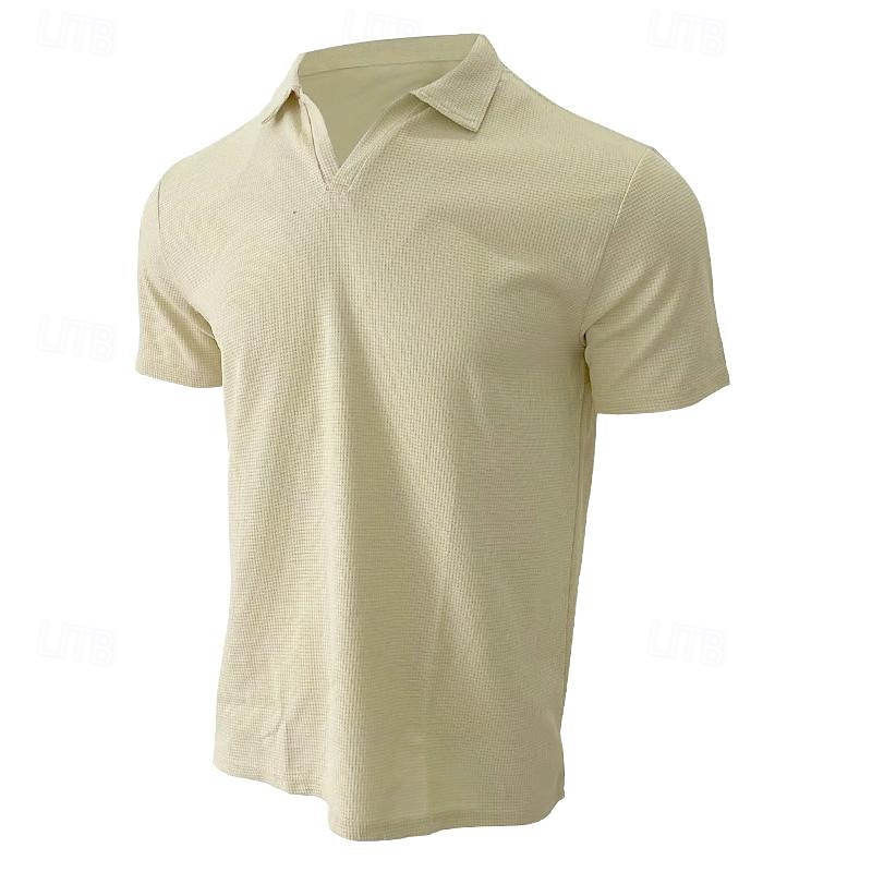 Per uomo Polo a nido d'ape Camicia da golf Golf Informale Sport Bavero Manica corta Essenziale Moderno Liscio Classico Primavera estate Standard Nero Bianco Blu Cachi Grigio Polo a nido d'ape del 2025 a $17.99 –P11