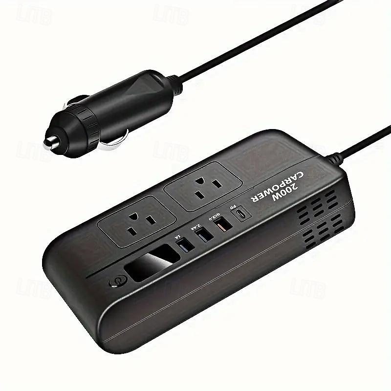 Invertor de putere 200w pentru mașină - convertor dc 12v la 110v ac cu 3 usb tip-c și ecran de afișare cu LED potrivit pentru mașini/suv-uri/camioane 2025 - $72.99 –P2