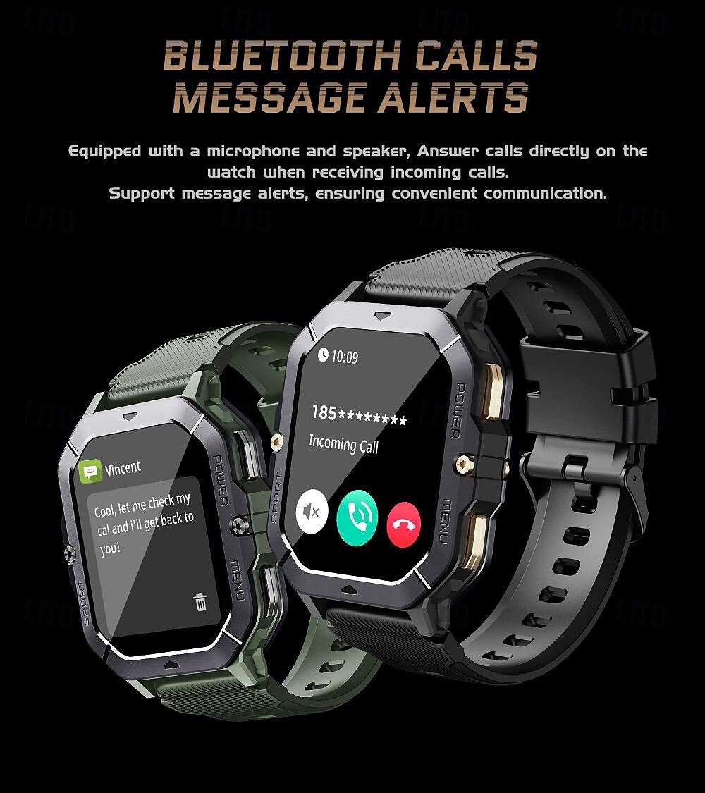 696 C28 Smart Watch 2.02 inch Smart Band Fitness Bracelet Bluetooth Pedometer Call Reminder Sleep Tracker Compatible with Android iOS Men Hands-Free Calls Message Reminder IP 67 42mm Watch Case 2025 - $52.99 –P10