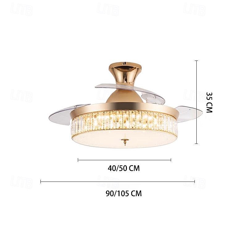 LED Ceiling Fan Ceiling Hanging Globe Over Table 1-Light 90/105cm Single Design 3-Color-Light Metal Electroplated Modern Nordic Style Bedroom 110-240V 2025 - $443.79 –P3