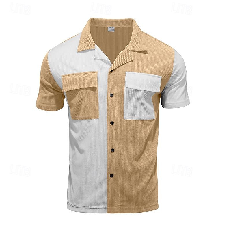 Per uomo Camicia Camicia Estiva Camicia casual Camicia da Spiaggia Camicia con Bottoni Nero Blu Kaki Manica Corta Blocco di colori Collo Camp Vacanza Camicia hawaiana Patchwork Abbigliamento del 2025 a $29.99 –P6