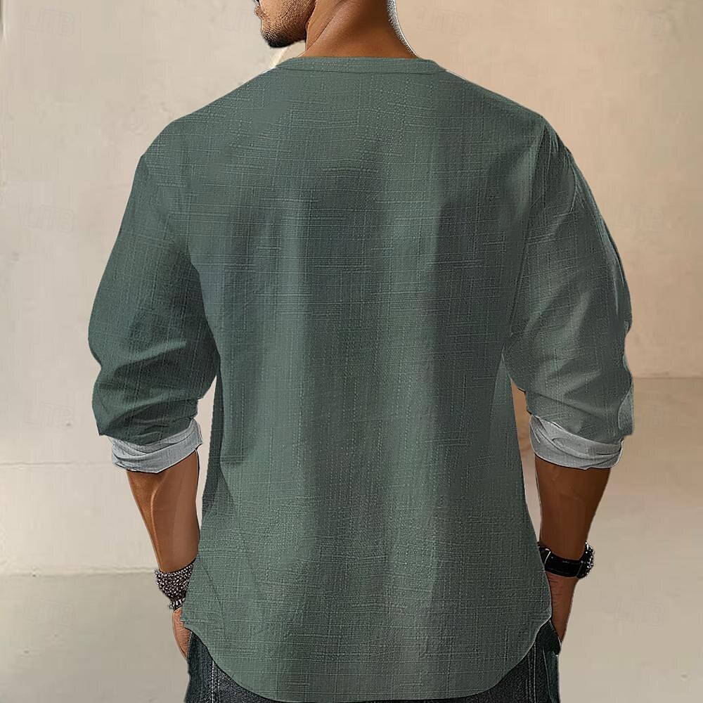 Herren Hemd Knopfhemd Langarm Brautkleider schlicht Outdoor Täglich Sommer Frühling Herbst Ständer Bedruckt Grün 2025 - $26.99 –P2