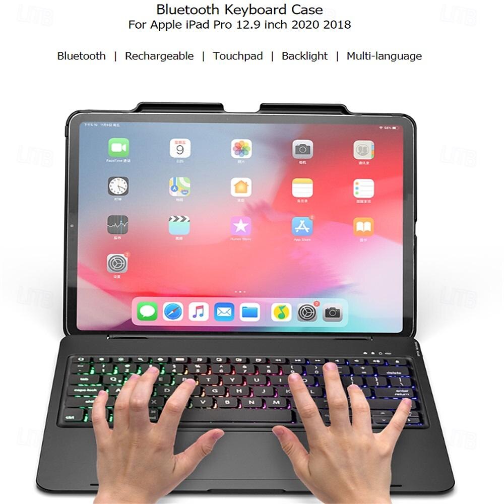 2025年 iPad Pro12.9 (2018/2020) 用キーボード付きタブレットケース、タブレット Bluetooth キーボード、取り外し可能な Bluetooth キーボード、タッチパッド付き、カラフルなバックライト付きキーボード  コレクション – $89.99 –P8