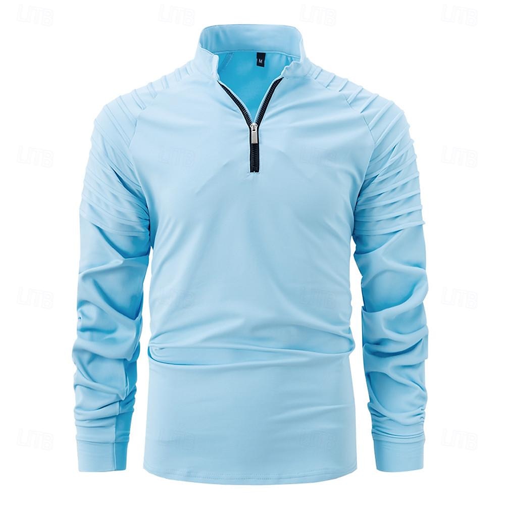 Homens Camiseta T-shirt Manga Longa Quarter Zip Verão Côr Sólida Moda Designer Básico Zíper Ao ar livre Férias Trabalho Azul marinho Preto Branco Top Tee para Homens de 2025 por GBP £19 –P2