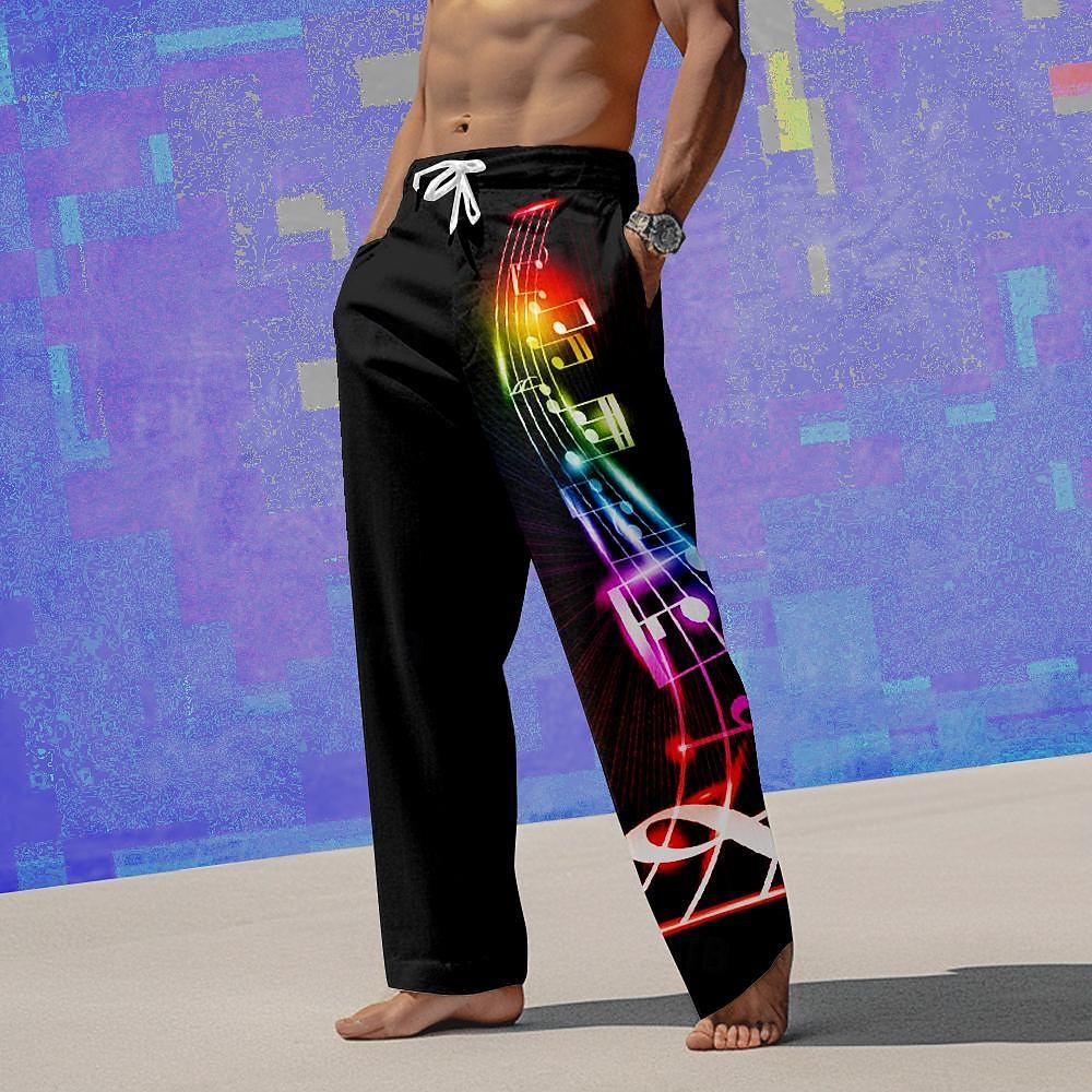 Herren Grafik Freizeithose Mittlere Taille Urlaub Gerader Schnitt Sommer Frühling 3D-Druck Schwarz 2026 - $27.99 –P1