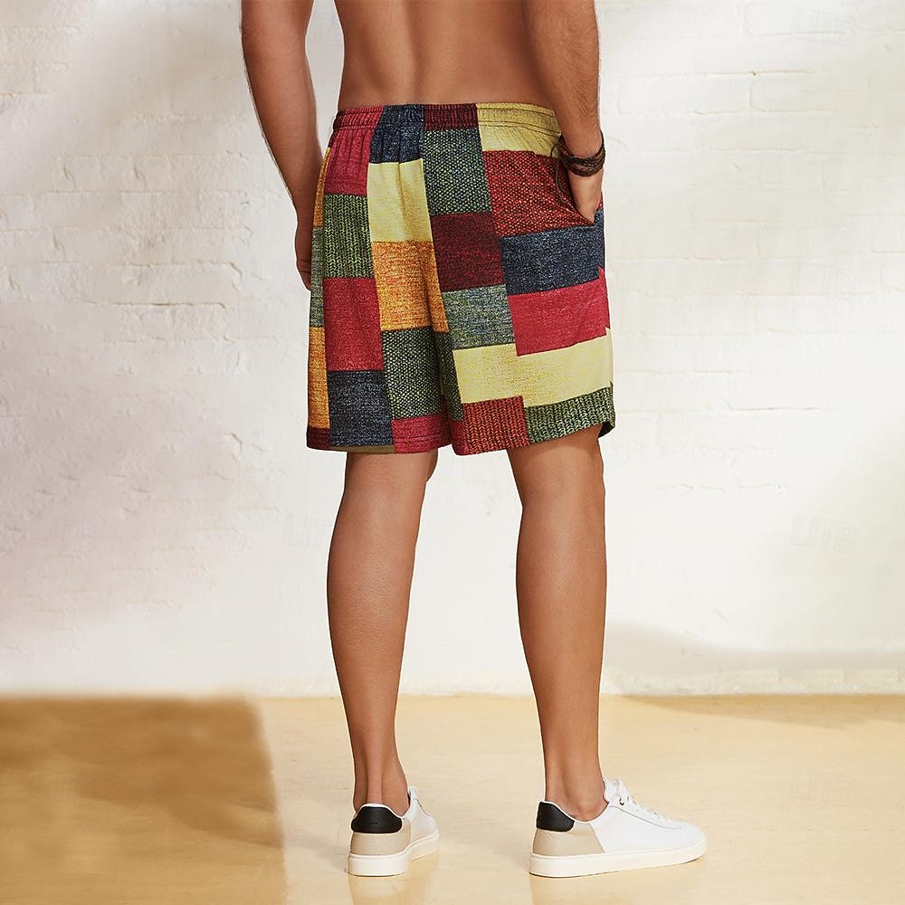 Men's Geometric Color Block Patchwork Shorts Summer Shorts Casual Shorts Mid Waist Fashion Streetwear Designer Casual Daily Holiday Drawstring Pocket Elastic Waist Designer Clothing Apparel 2026 - $19.99 –P6