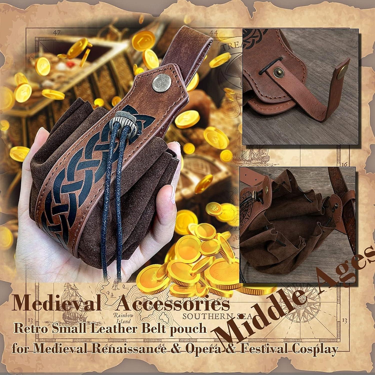 Medieval Renascentista Roupa Feira Ren Cavalheiro Viking Unisexo Celta Viking Fantasia Dia Das Bruxas Carnaval feira renascentista LARP Ren Faire Adulto Cinto Bolsa de 2025 por $33.99 –P15