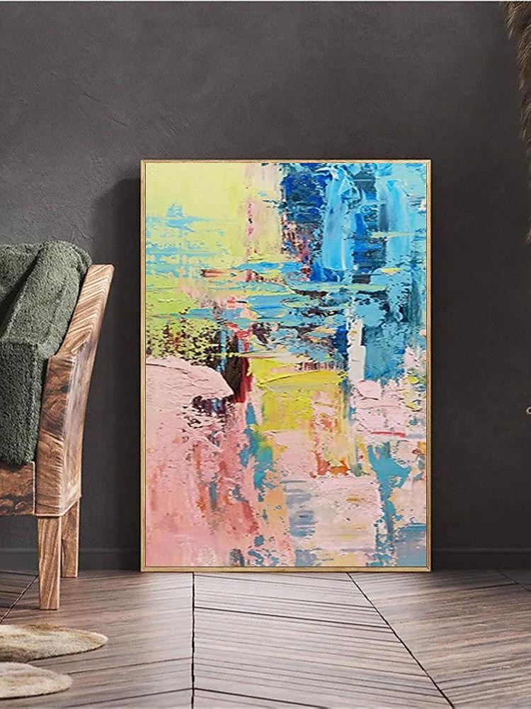 Handmade Colorful Abstract Painting on Canvas Pink Painting Blue Painting Bright Wall Art Fantasy Painting Texture Painting Large Abstract Painting Framed Ready To Hang 2025 - $141.99 –P5