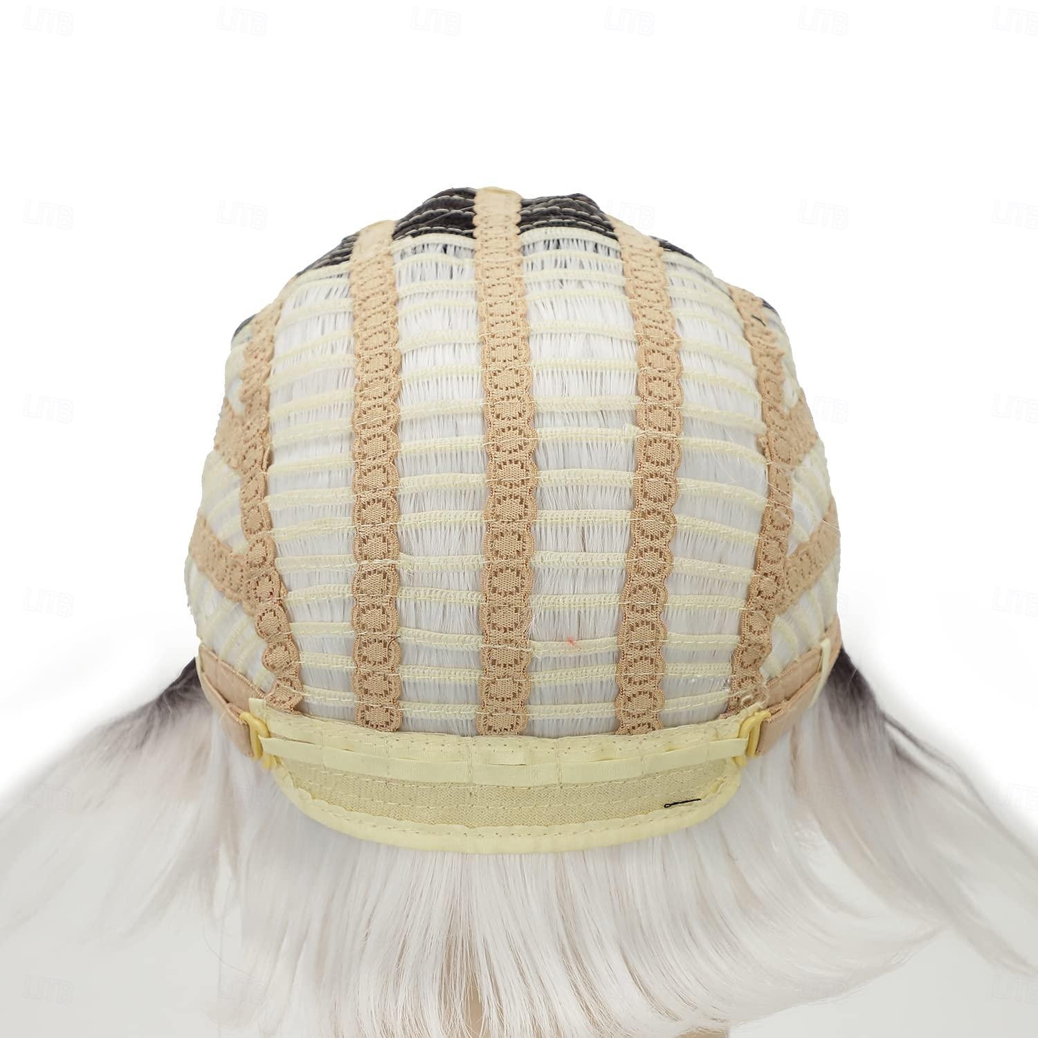 Pelucas cortas bob gris plateado para mujeres blancas peluca recta pixie bob con flequillo longitud de la barbilla resaltado rubio peluca de aspecto natural peluca sintética para fiesta diaria 2025 - $18.49 –P6