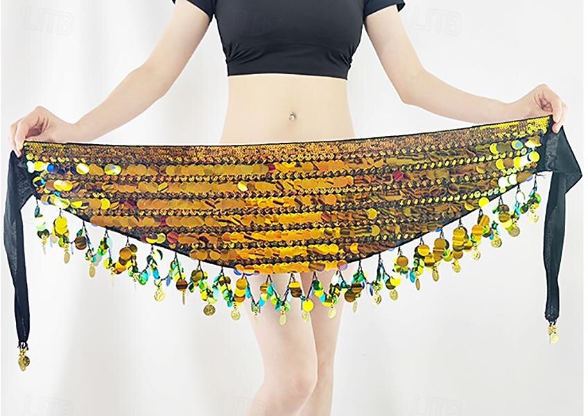 Magedans Belte Gull Mynter Ren Farge Tvinning Dame Ytelse Trening Høy Polyester Paljetter 2025 - $39.99 –P1