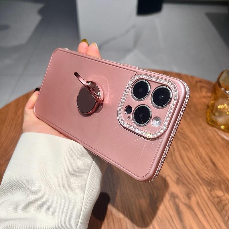 Phone Case For iPhone 15 Pro Max Plus iPhone 14 13 12 11 Pro Max Plus Back Cover with Stand Holder Bling Glitter Shiny Shockproof TPU Plating Metal 2025 - $15.99 –P2