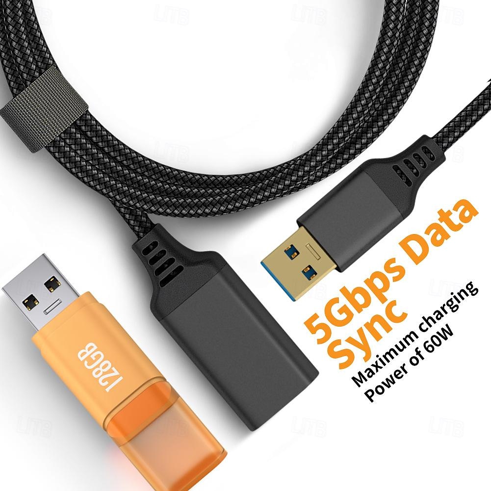 2025年 ナイロン編組 USB 3.0 オス - メス 高速伝送データ ケーブル コンピューター ハード ドライブ カメラ プリンター 延長ケーブル  コレクション – $15.99 –P10