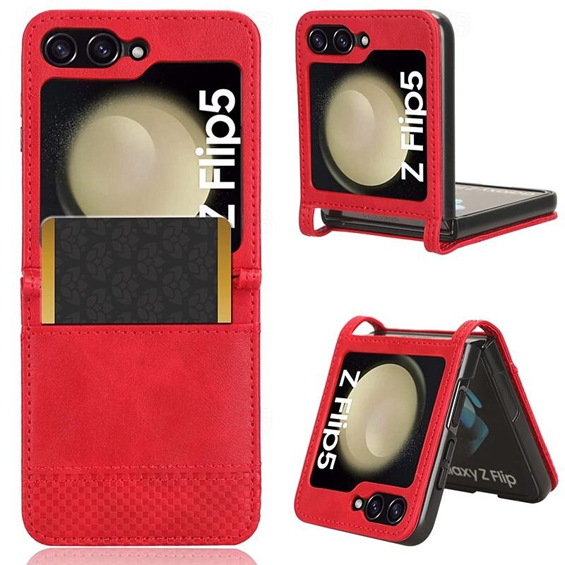 téléphone Coque Pour Samsung Galaxy Z Flip 5 Z Flip 4 Z Flip 3 Couvercle rabattable Fente pour carte Antichoc Rétro PC faux cuir de 2025 ? $17.99 –P11