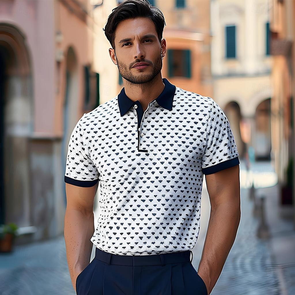 Homme Plaid Manche Courte Polos Col Rabattu Occasionnel Vêtement décontracté de travaile Formel Extérieur Soirée Imprimé Été Noir de 2025 ? $26.99 –P1