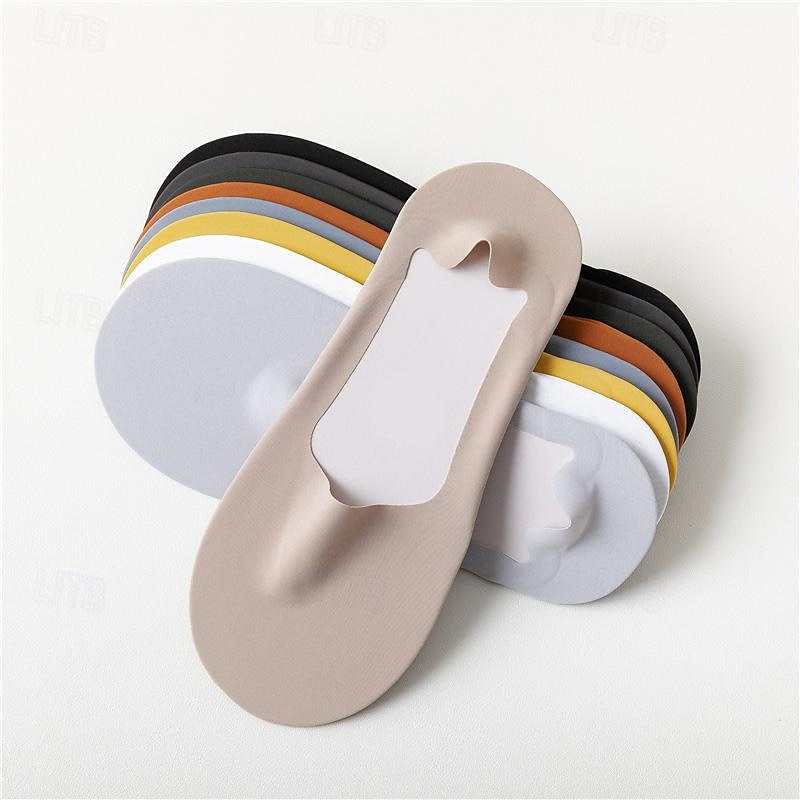 Calcetines náuticos de seda helada para hombre, calcetines finos antideslizantes para primavera y verano para mujer, calcetines de fondo de algodón con tacones altos, calcetines invisibles de boca 2025 - $7.99 –P2