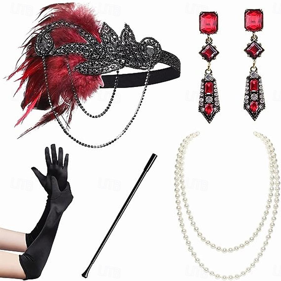1920-as évek A nagy Gatsby Felszerelések Flapper fejpánt A nagy Gatsby Esküvői Vendég Gallér nélküli Jelmez Női Mindszentek napja Farsang Álarcos mulatság Parti Álarcos mulatság Esküvői fogadás 2025 - $23.99 –P11