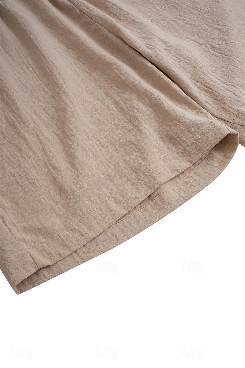 Homens Calção Shorts de verão Shorts de praia Com Cordão Cintura elástica Perna reta Tecido Conforto Respirável Curto Casual Diário Feriado Moda Estilo Clássico Cáqui Claro Azul Marinha de 2025 por $16.49 –P6