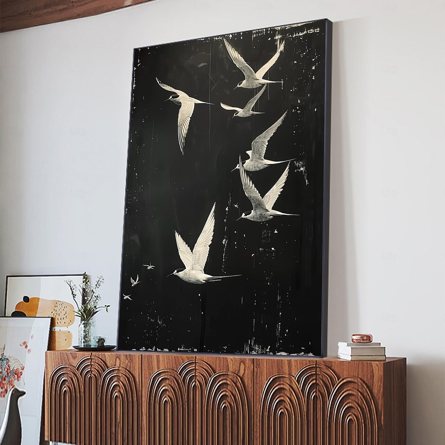 handgemachtes Ölgemälde Leinwand WandKunst Dekor Original weißes Vogel Gemälde abstraktes Tiergemälde Wohndekor mit gespanntem Rahmen ohne Innenrahmen Gemälde 2025 - $175.99 –P1
