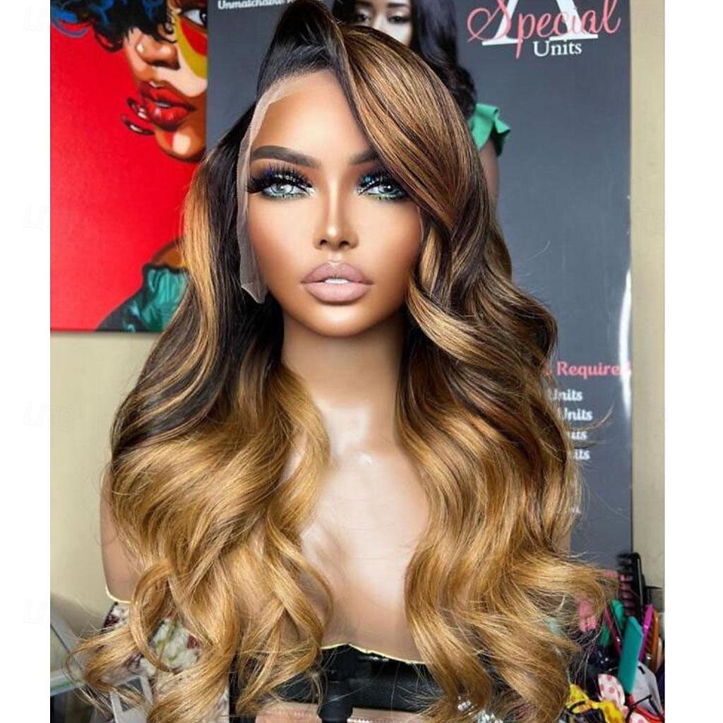 Remy mensenhaar 4x13 Sluiting Pruik Zijdeel Braziliaans haar Golvend Los golvend Meerkleurig Pruik 130% 150% Haardichtheid met babyhaar Ombre-haar 100% Maagd Pre-geplukt Voor Dames Lang Kanten 2025 - $214.39 –P4
