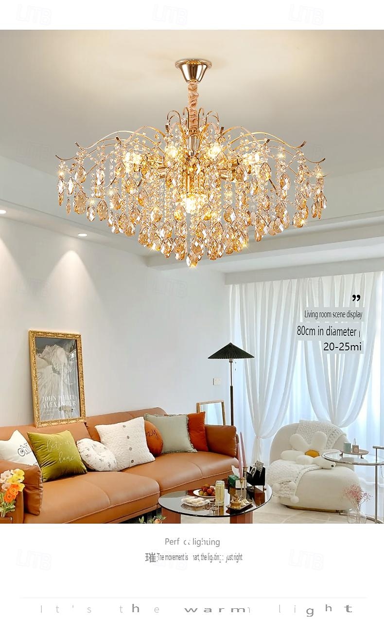 lampadario a led 42/50/60/80/100 cm 5/8/10/12/15 lampadina non inclusa finitura elettrolitica cristallo metallo stile moderno contemporaneo camera da letto sala da pranzo mini sospensione 110-240 v del 2026 a $208.79 –P7