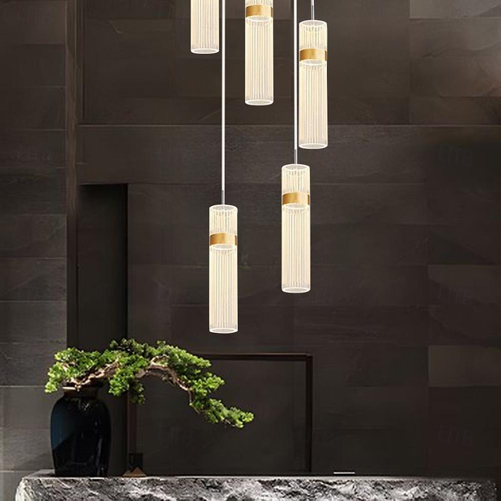 3 lumières 5 lumières 28 cm Conception unique Conception de l'île Lampe suspendue Acrylique Acrylique Plaqué Finitions Peintes Moderne Style nordique 85-265V de 2025 ? $313.29 –P5