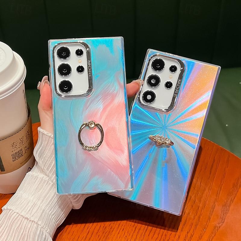 telefon Carcasă Pro Samsung Galaxy S24 S24 Ultra Plus S23 Ultra Plus S22 Ultra A55 A35 A25 A15 5G A54 A34 A14 S25 Ultra Zadní kryt Bling Glitter Lesklé Prstencová spona Nárazuvzdorné TPU Pokování 2025 - $14.99 –P3