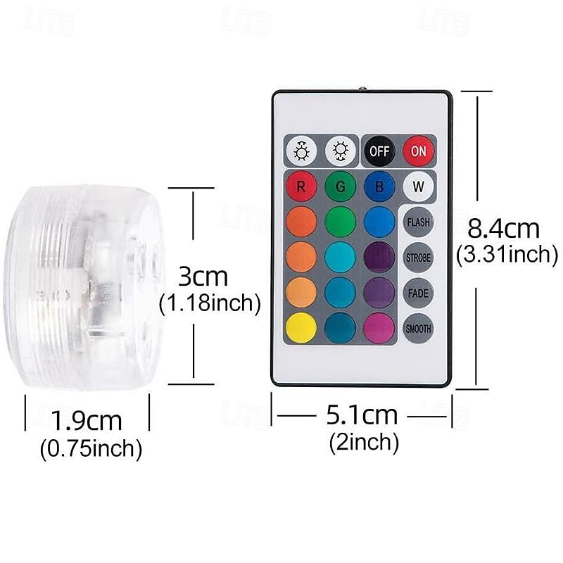 dompelbaar zwembad led-licht met afstandsbediening rgb aquarium duiklamp batterij aangedreven 3led onderwaterlicht bruiloft vijver zwembad badkuip aquarium party vaas decoratie 1pc 2025 - $8.49 –P1