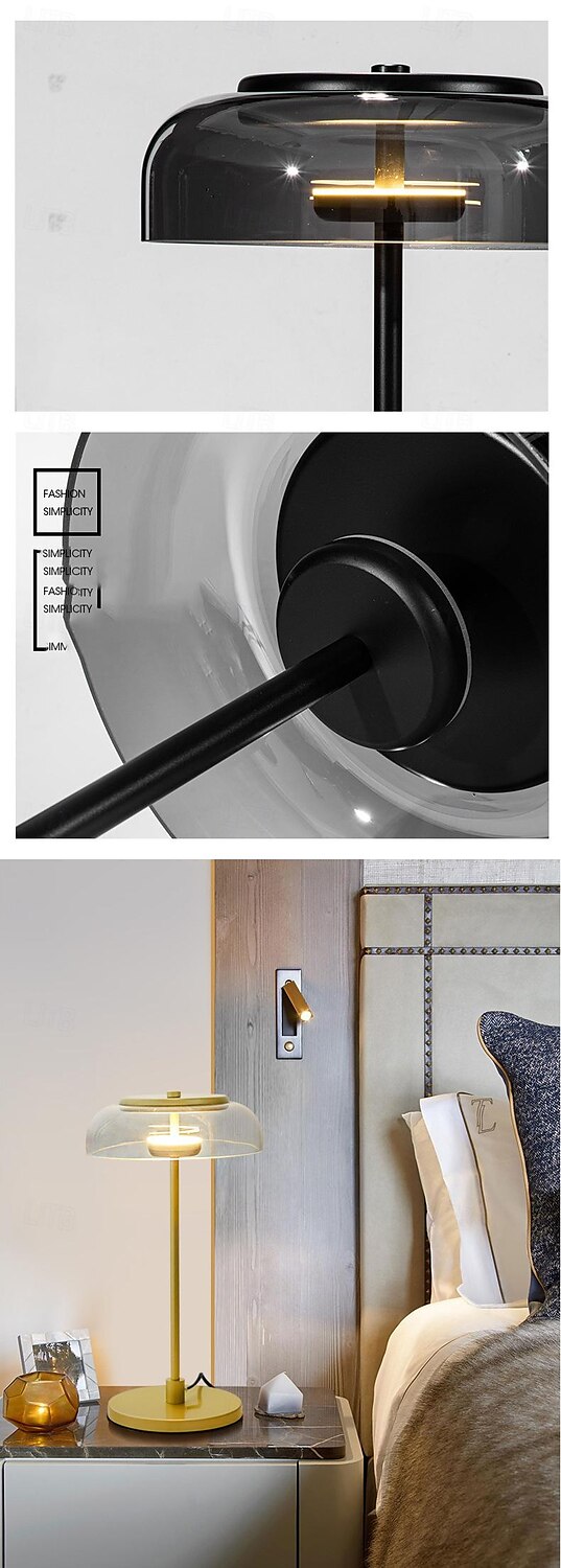 LED Beside Lamp 7W Nordic Glass Desk Light Bedroom Living Room Desk Lamp Kids Room Decor Bedisde Lights Gifts Creative Iron Table Light with Glass Lampshade Indoor Table Lamp with Plug 110-240V 2025 - $265.59 –P5