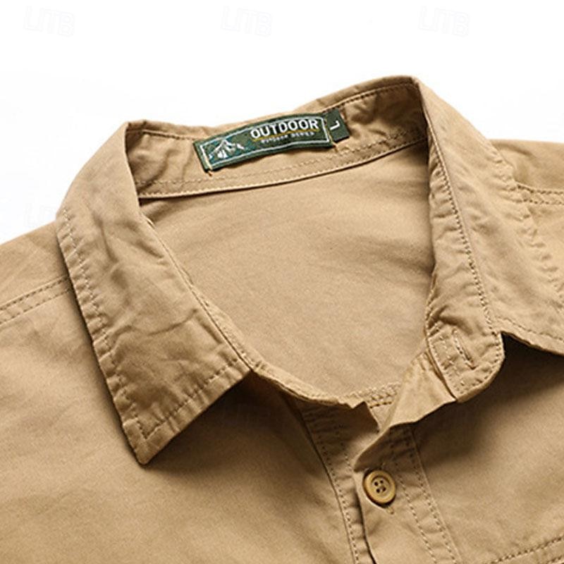 Hombre Camisa Camisas de trabajo Camisa casual Abotonar la camisa Camisa cargo Negro Color Caquí Verde Ejército Gris Manga Larga Plano Cuello Vuelto Vacaciones Festivos Bolsillo delantero Ropa Moda 2025 - $37.99 –P11