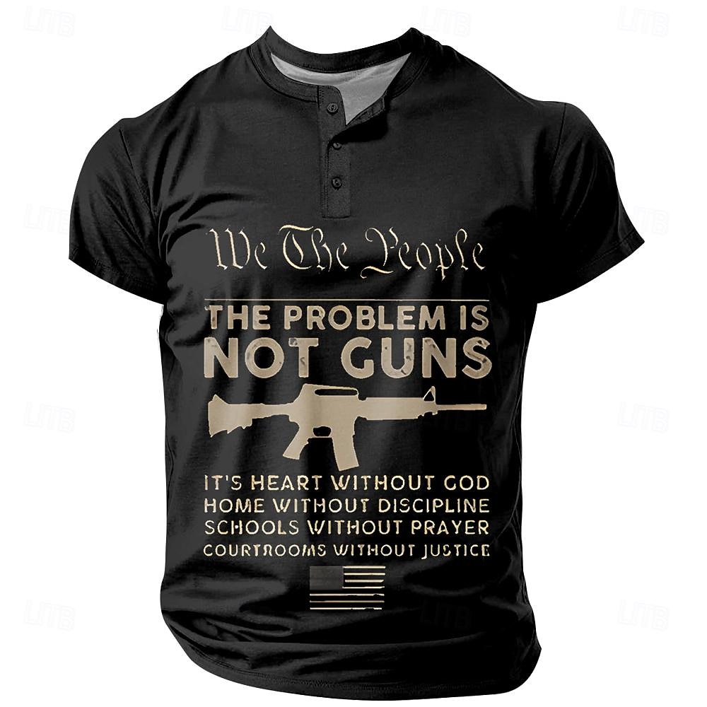 Miesten Amerikan itsenäisyyspäivä Pyssy T-paita Lyhythihainen 3D-tulostus Muoti Urheilu- ja treenivaatteet Katu Urheilu ja ulkoilu Kesä Kevät Musta Armeijan vihreä Henley Henley T-paita 2025 - $21.99 –P1