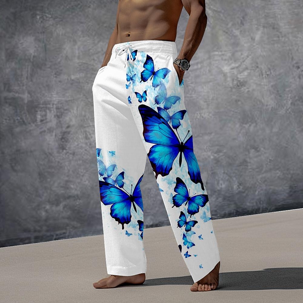 Per uomo Farfalla Pantaloni Misura del girovita medio Vacanza Casual Estate Primavera Stampa 3D azzurro cielo Nero Blu Reale del 2026 a $27.99 –P5