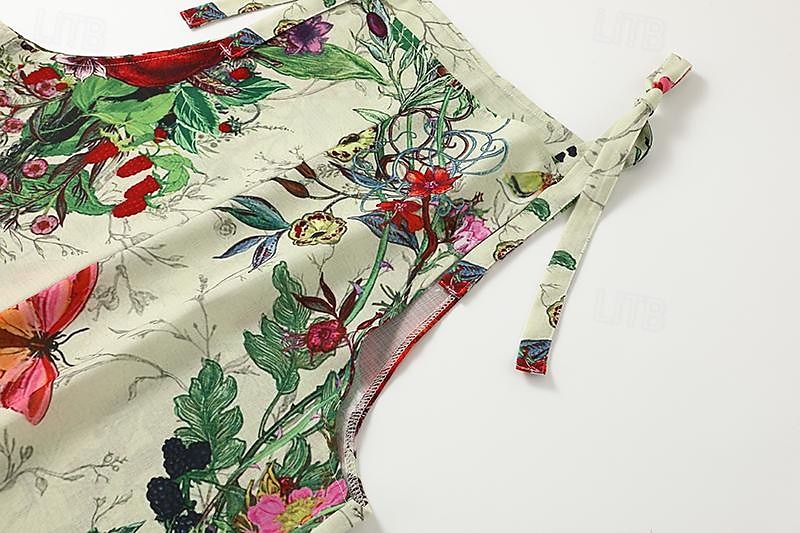 Women's Overall Utility Print Floral Crew Neck Trug Life Streetwear Daily Vacation Loose Fit Sleeveless White Pink Red S M L Summer Fall 2025 - $25.99 –P4