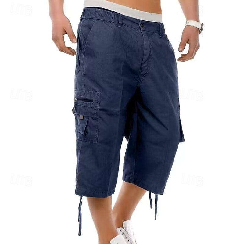 Homens Shorts táticos Bermuda Cargo Calças Capri Botões Cintura elástica Bolso multi Tecido Vestível Comprimento da panturrilha Ao ar livre Diário Acampar e Caminhar Moda Clássico Preto Azul de 2026 por $26.99 –P13
