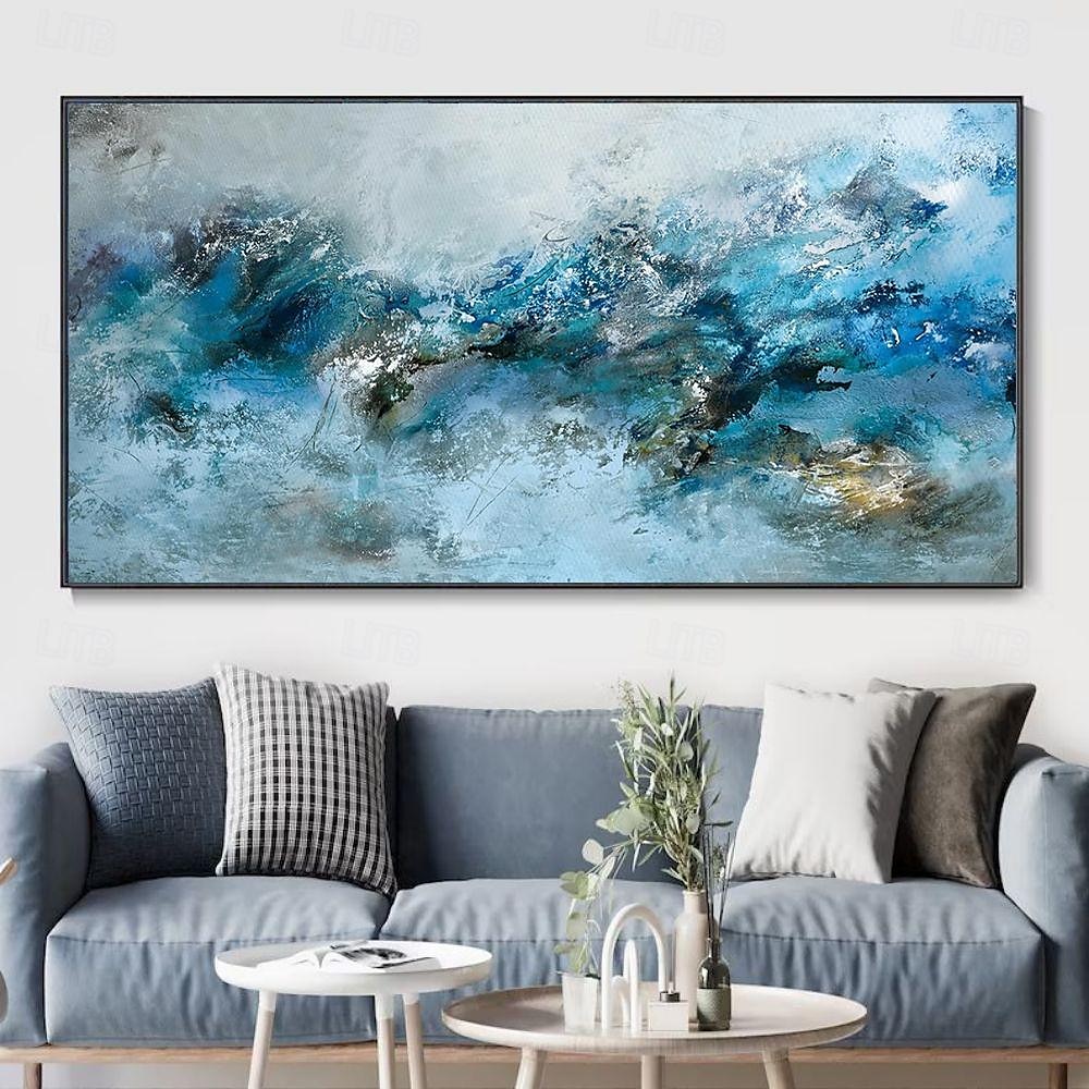 Handmade Oil Painting Canvas Wall Art Decoration  Modern Abstract Texture Blue Mountain Landscape for Home Living Room Decor Rolled Frameless Unstretched Painting 2025 - $54.99 –P6