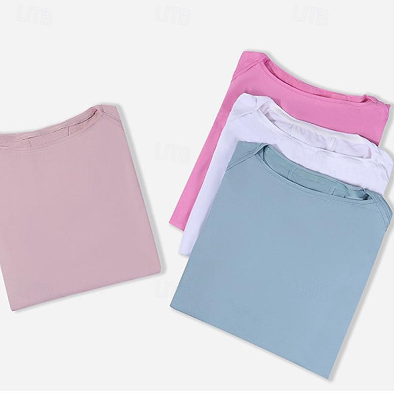 Women's Crew Neck Yoga Top Split Solid Color Black White Yoga Fitness Running Tee Tshirt Top Long Sleeve Sport Activewear Breathable Quick Dry Lightweight Stretchy Loose Fit 2025 - $27.99 –P5