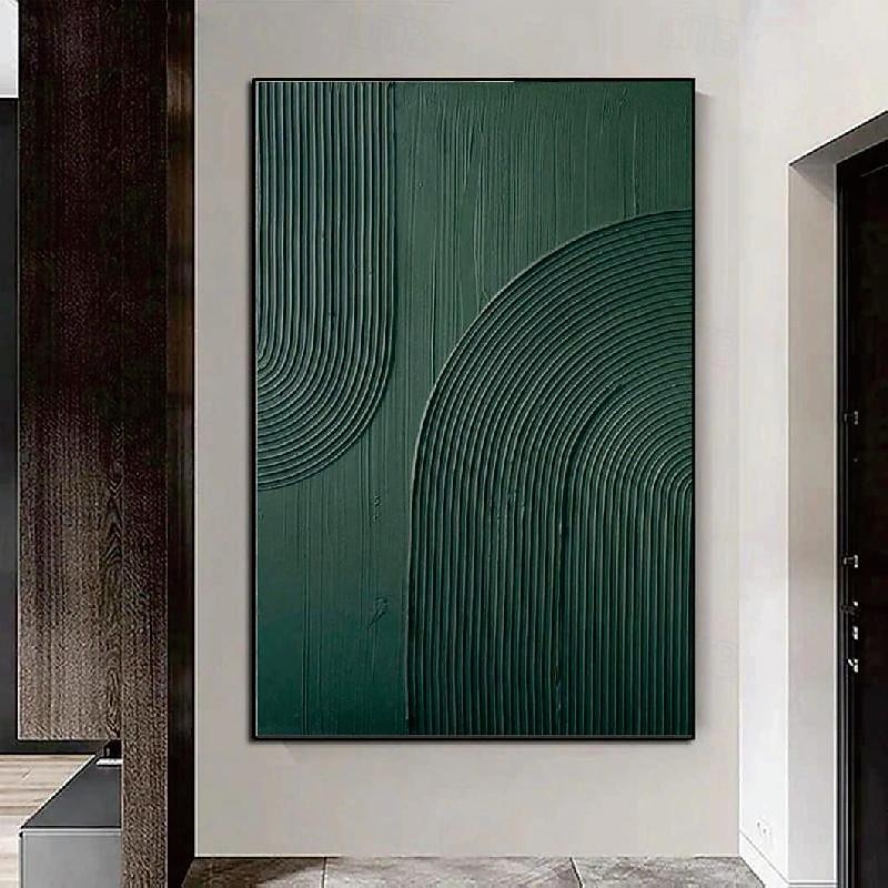 handgemaltes weißes abstraktes Gemälde auf Leinwand, handgefertigte 3D-Strukturwandkunst, grünes modernes Gemälde für handgefertigte Leinwandkunst, Gemälde für Wohnzimmerdekor, trendiges Kunstwerk, 2025 - $131.99 –P1