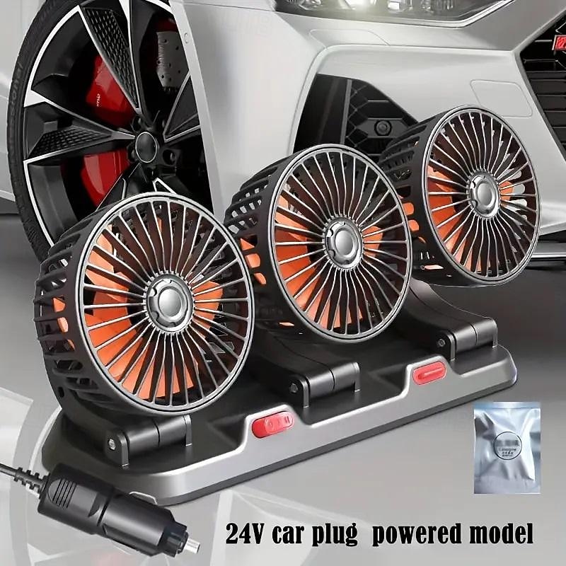 Тройной 12V/24V USB автомобильный вентилятор - мощное охлаждение и циркуляция воздуха для комфорта в автомобиле на длинных поездках 2025 - $35.99 –P8
