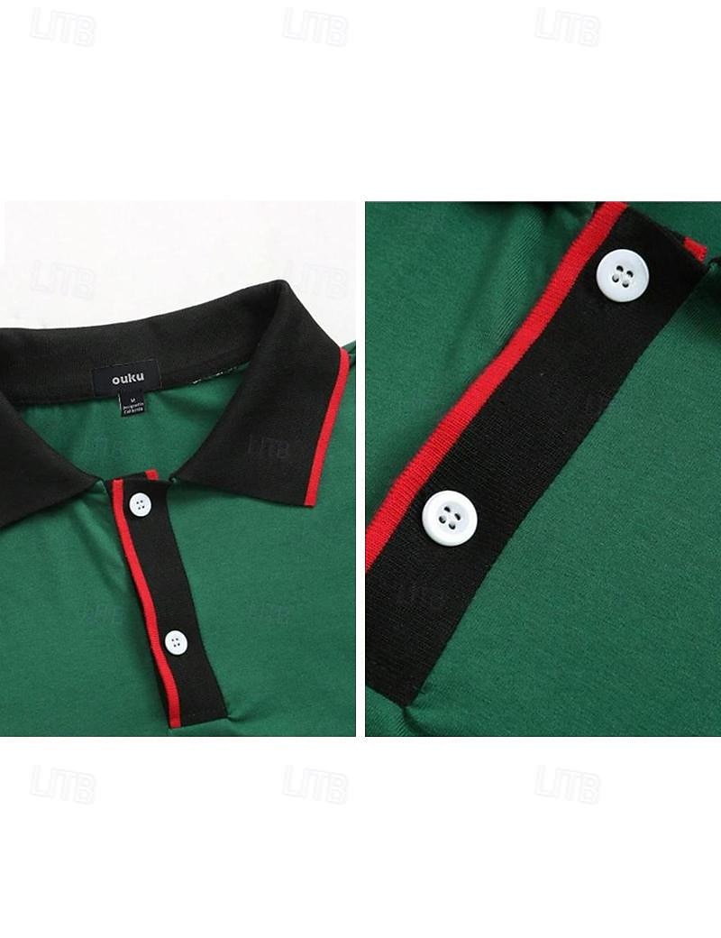 Hombre Camisetas polo Camiseta de golf Casual Deportes Cuello polo acanalado Manga Corta Moda Básico Bloque de color Vaca Retazos Bordado Verano Ajuste regular Amarillo Rojo Azul Piscina Verde Trébol 2026 - $7.99 –P6
