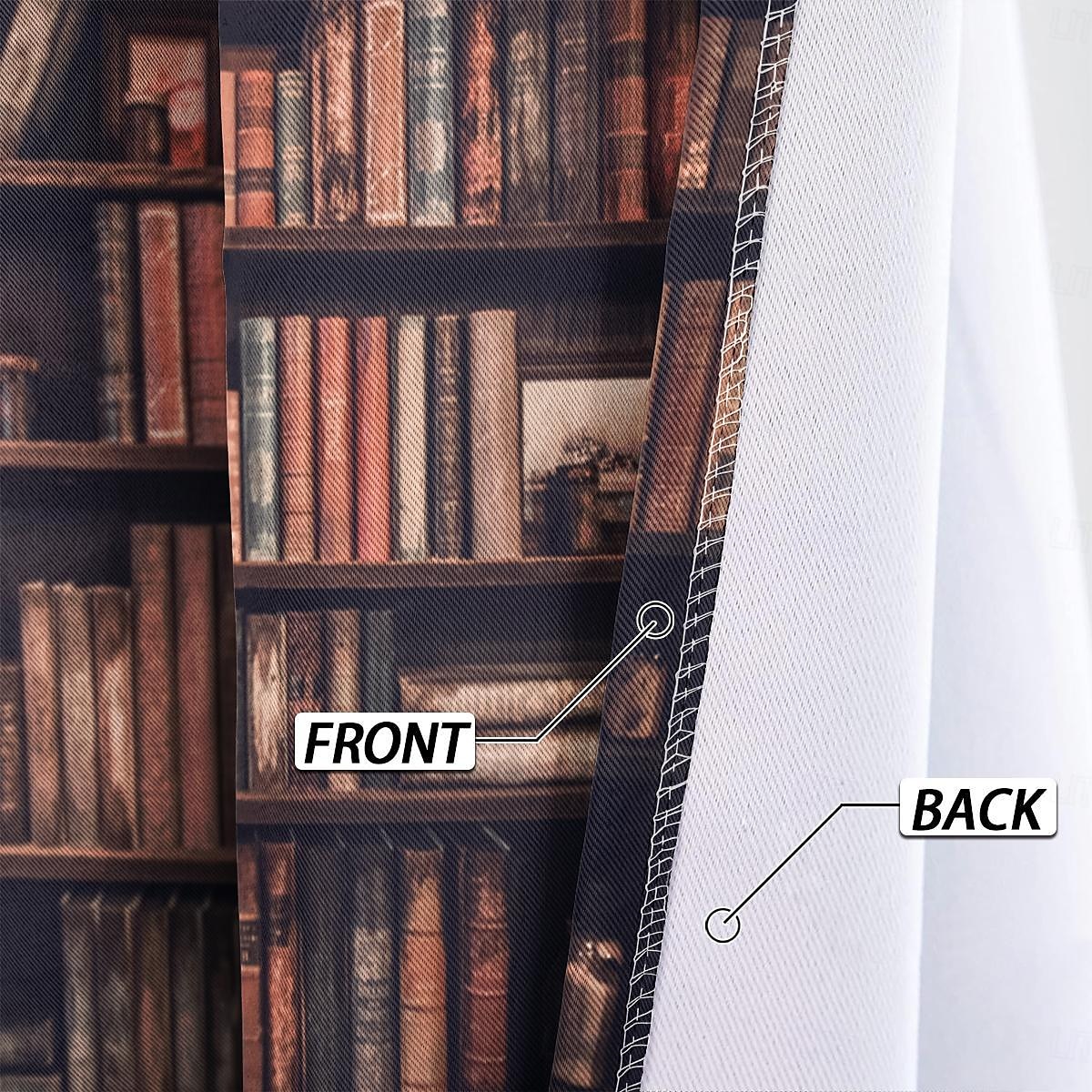 Vintage Bücherregal Verdunkelungsvorhänge Türisolierung Außenbalkon Rest Wohnzimmer Wohndekoration 2-teiliges Set mit 3D-Digitaldruck perforiert 2026 - $41.99 –P20