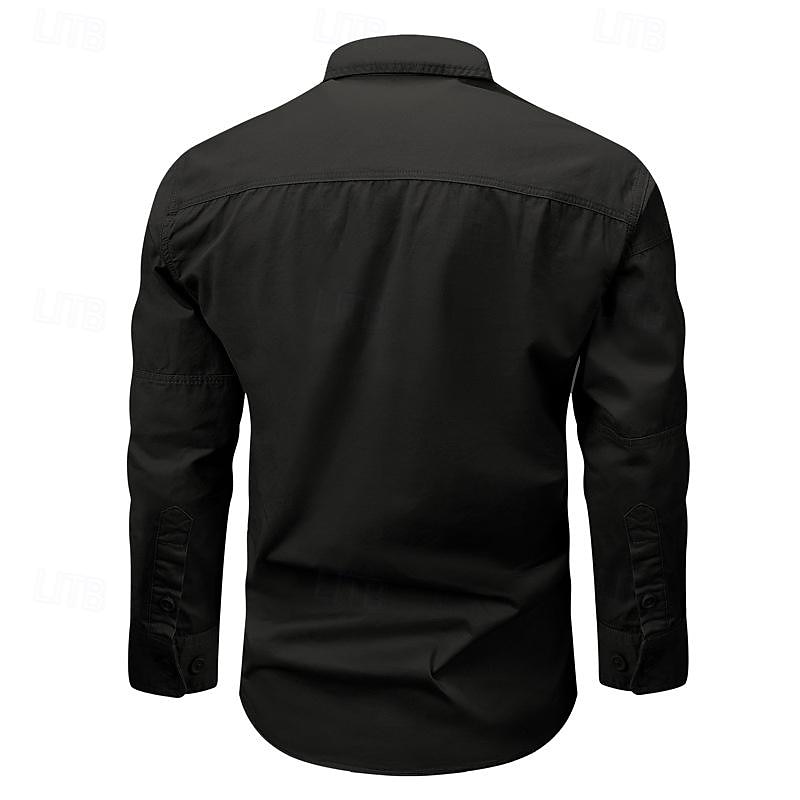 Hombre Camisa Camisas de trabajo Camisa casual Abotonar la camisa Camisa cargo Negro Color Caquí Verde Ejército Gris Manga Larga Plano Cuello Vuelto Vacaciones Festivos Bolsillo delantero Ropa Moda 2025 - $37.99 –P3