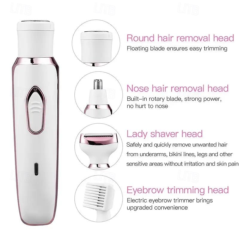 4-in-1 Electric Shaver for Women -Multipurpose Facial Legs &Underarm Trimmer with Wet/Dry Hair Removal - USB Rechargeable.Portable -Ideal Holiday Gift 2025 - $26.99 –P2