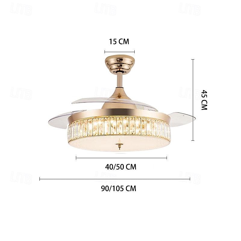 LED Ceiling Fan Ceiling Hanging Globe Over Table 1-Light 90/105cm Single Design 3-Color-Light Metal Electroplated Modern Nordic Style Bedroom 110-240V 2025 - $443.79 –P4