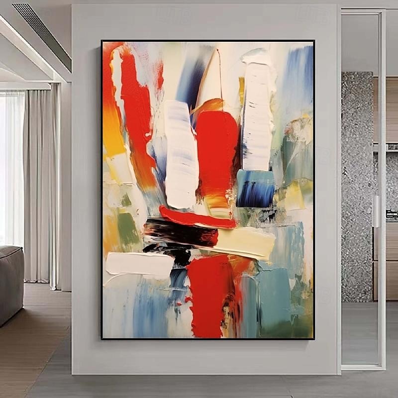 rot orange großes Gemälde handgemaltes Palettenmesser abstraktes Gemälde Farben abstrakte Wandkunst moderne abstrakte Leinwand große Leinwandkunst Acrylgemälde für Wanddekoration Bild 2025 - $125.99 –P4