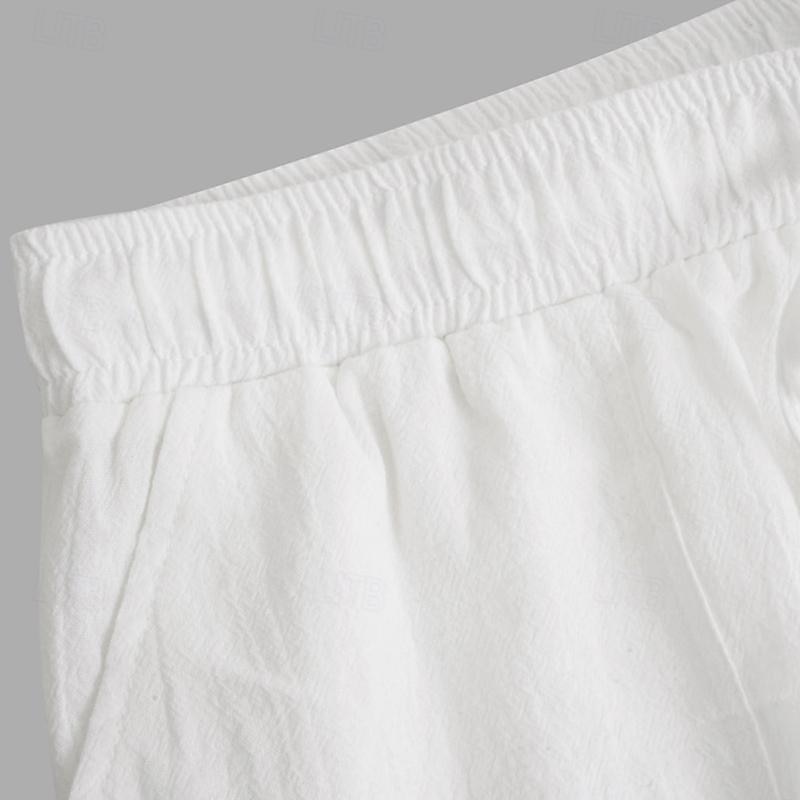 Homens Calção Shorts de linho Shorts de verão Bermudas Bolsos Com Cordão Tecido Conforto Respirável Comprimento do joelho Diário Praia Roupa de rua Casual / esportivo Preto Branco Micro-Elástica de 2025 por $17.99 –P4