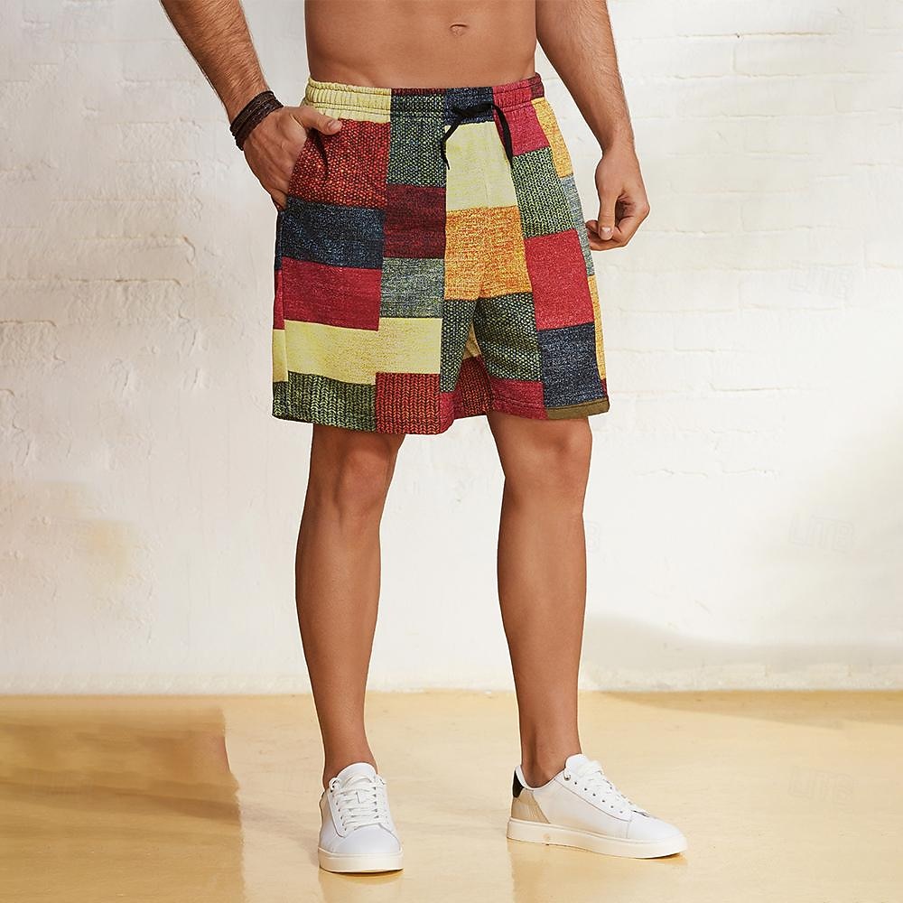 Men's Geometric Color Block Patchwork Shorts Summer Shorts Casual Shorts Mid Waist Fashion Streetwear Designer Casual Daily Holiday Drawstring Pocket Elastic Waist Designer Clothing Apparel 2026 - $19.99 –P3