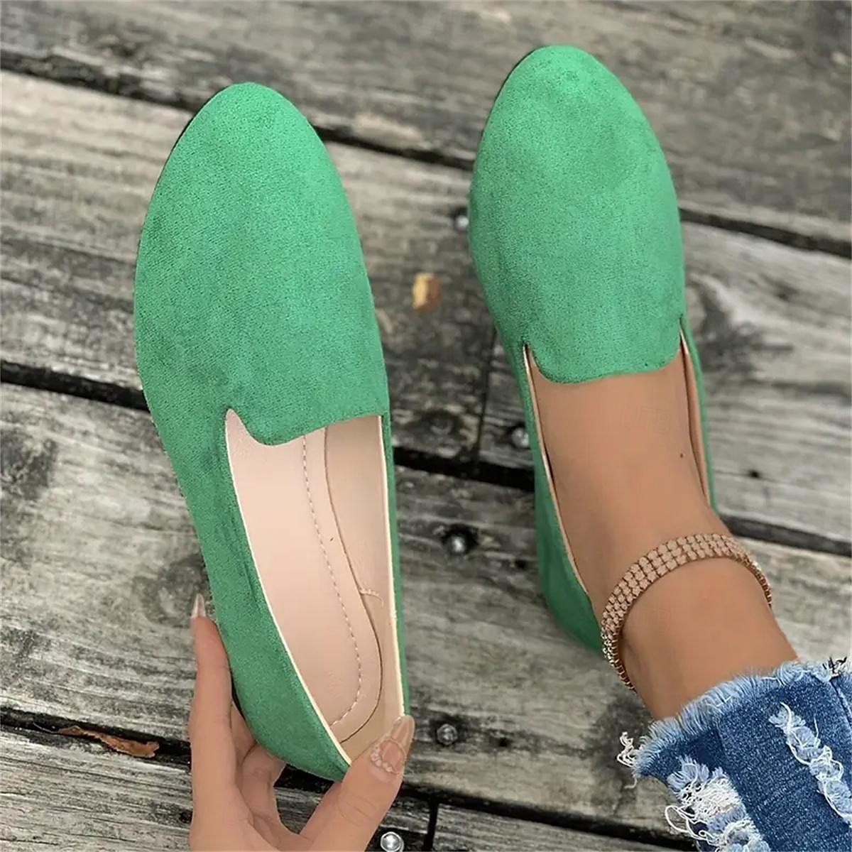 Mocasines sin cordones de ante amarillo para mujer: zapatos planos casuales cómodos para uso diario 2025 - $19.99 –P4