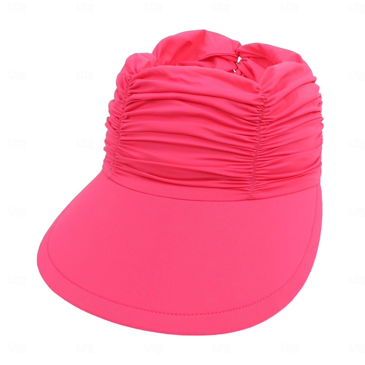 Modischer, einfarbiger UV-Sonnenschutz für Damen mit breiter Krempe, Visier, modischer Aufdruck, geraffter Sonnenschutz, leerer Sommer-Strandhut 2025 - $8.99 –P11