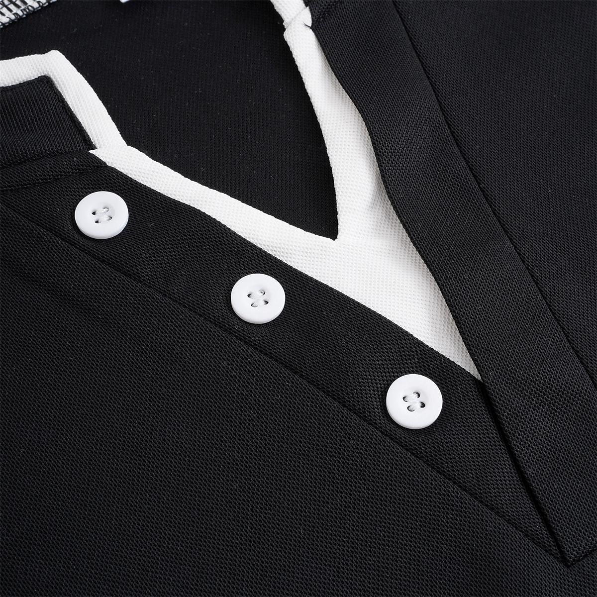 Men's Collarless Golf Shirts Banded Collar Shirt Street Casual Notched V Neck Short Sleeve Fashion Basic Plain Button Summer Regular Fit Black White Navy Blue Gray Collarless Golf Shirts 2025 - $17.99 –P9